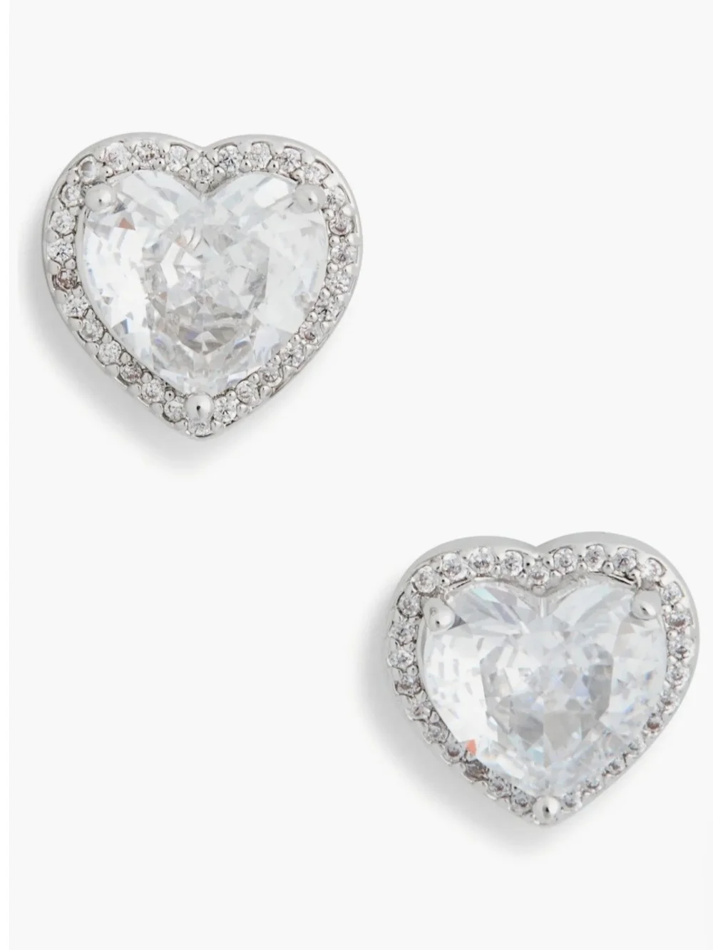 kate Spade Silver Heart Halo Stud Earrings with Clear Stones